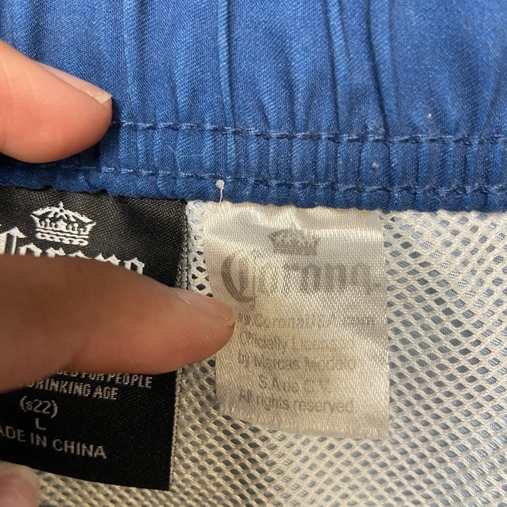 Corona Board Shorts Mens Large Blue Yellow Ombre Fade Mesh Lined Mid Rise Beach